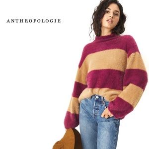 NWT Anthropologie Moon River Kiera Striped Eyelash Sweater